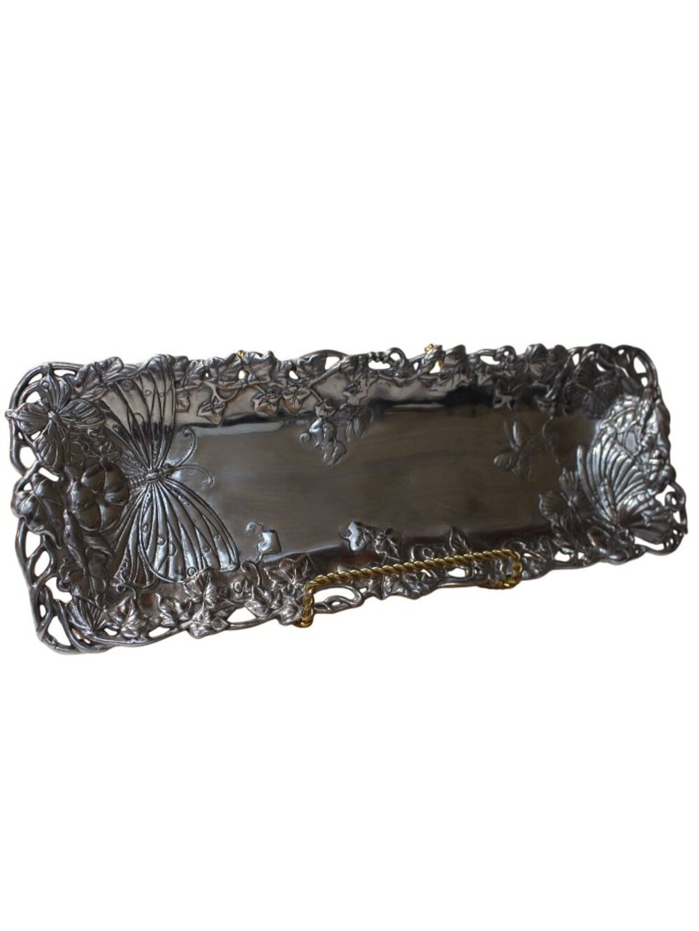 Arthur Court Aluminum Butterfly Large Oblong Tray Serving Platter Vintage 1997